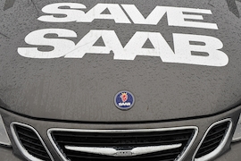 Saab Protest vor dem Opel Haus in Rüsselsheim