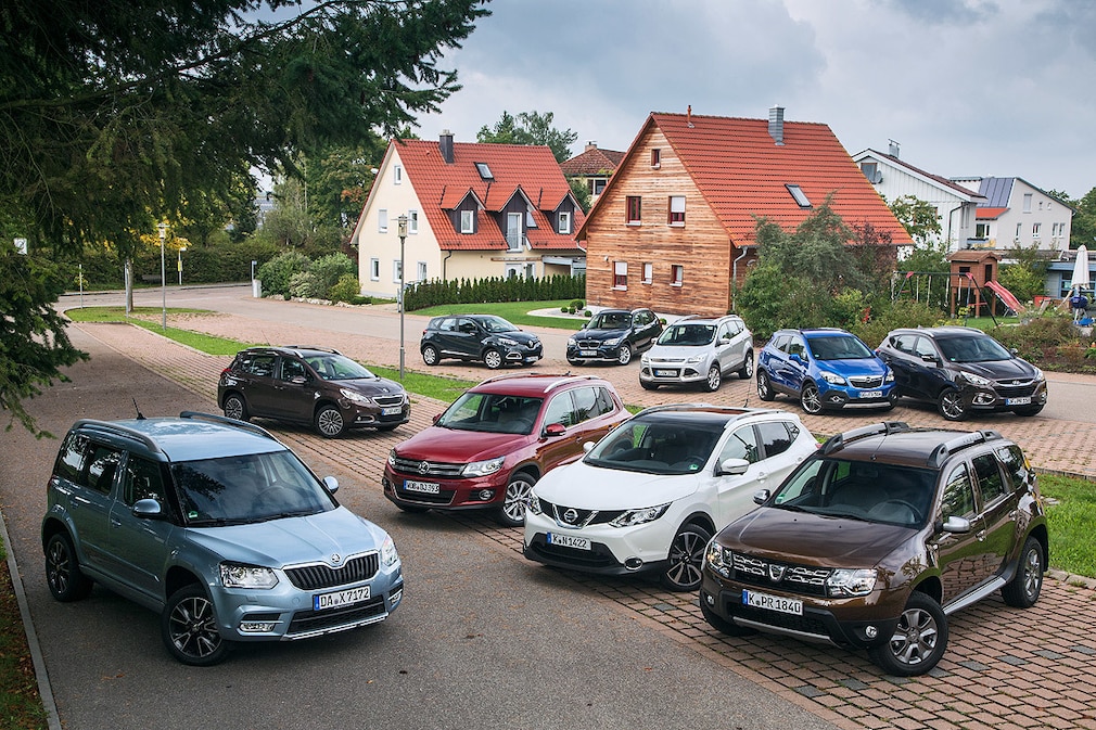 Skoda Yeti, Peugeot 2008, VW Tiguan, Renault Captur, Nissan Qashqai, BMW X1, Ford Kuga, Dacia Duster, Opel Mokka, Hyundai ix35