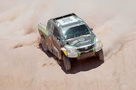 Saudi driver Yazeed Alrajhi of Toyota during the eighth stage of the Rally Dakar 2015 between Uyuni, Bolivia and Iquique, Chile, 11 January 2015