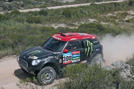 Spanish driver Nani Roma and his French co-driver Michel Perin of Mini in action during the second stage of 2015 Rally Dakar running between Villa Carlos Paz and San Juan