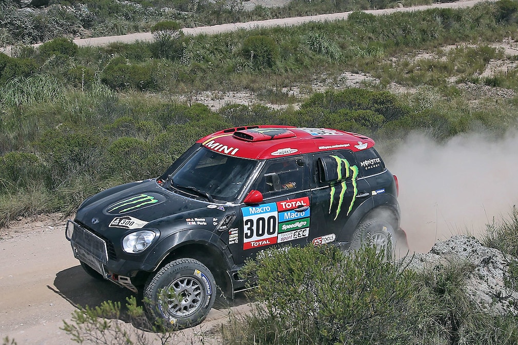 Spanish driver Nani Roma and his French co-driver Michel Perin of Mini in action during the second stage of 2015 Rally Dakar running between Villa Carlos Paz and San Juan