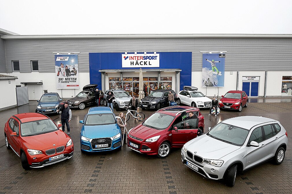 BMW X1 xDrive25d, VW Tiguan 2.0 TDI, Mercedes GLK 250 BlueTec, Audi Q3 2.0 TDI, Mercedes ML 350 BlueTec, BMW X5 xDrive35i, Ford Kuga 2.0 TDCi, Audi Q5 2.0 TDI, Mazda CX-5 2.2, BMW X3 xDrive20i