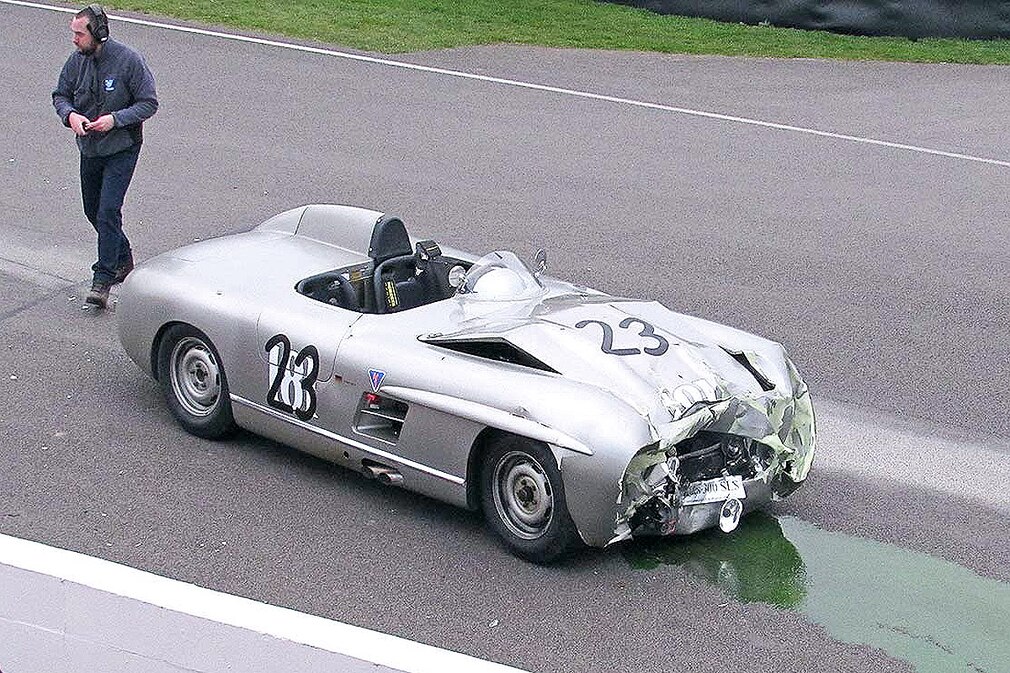 Jaguar and Mercedes crash at Goodwood Jaguar and Mercedes crash at Goodwood
