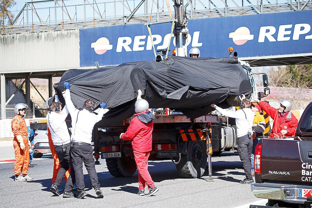 Barcelona, CATALUNYA, Spain - BARCELONA -february 22- SPAIN: Fernando Alonso accident on the tests of Formula 1, held at the Circuit de Catalunya Barcelona, on February 22, 2015.