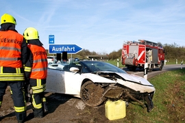 Lamborghini Gallardo Spyder Crash auf der A52