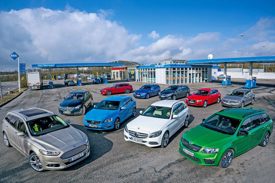 Hyundai i40 Kombi, BMW 335d Touring, VW Passat Variant 2.0 TD, Mazda6 Skyactiv-D, Opel Insignia Sports Tourer 1.6, Volvo V60, Ford Mondeo Turnier 2.0, Skoda Octavia RS Combi, Mercedes C-Klasse T-Modell, Audi A4 Avant 2.0 TDI