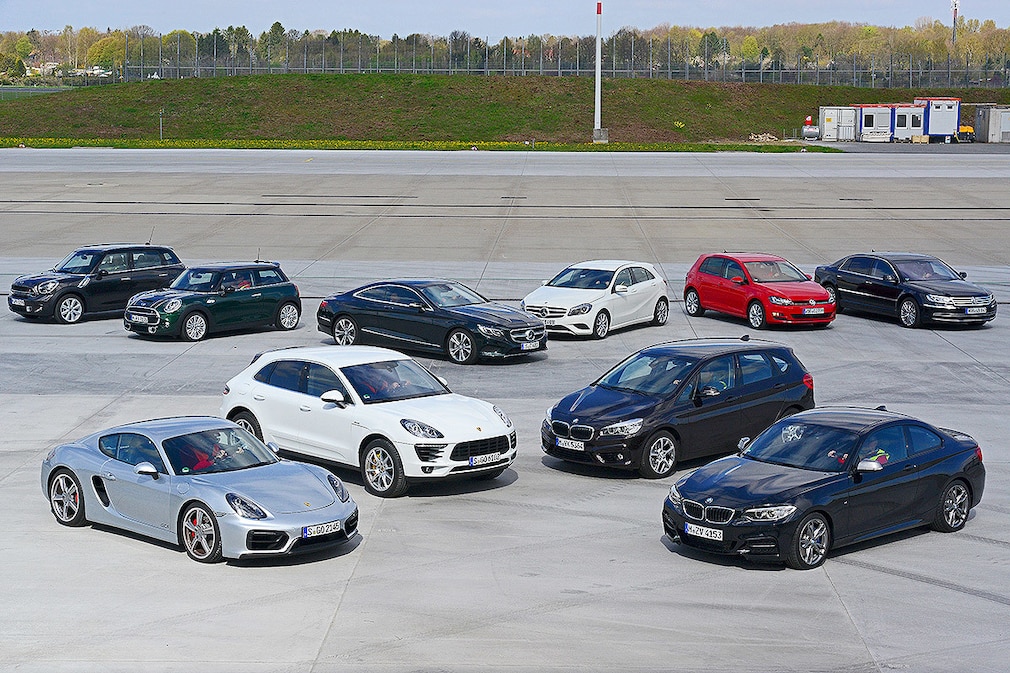 Mini Cooper S Countryman Mini Cooper S Porsche Cayman Porsche Macan Mercedes S 500 Coupe Mercedes A-Klasse BMW 218i Active Tourer BMW M235i xDrive Coupe VW Golf 7 VW Phaeton