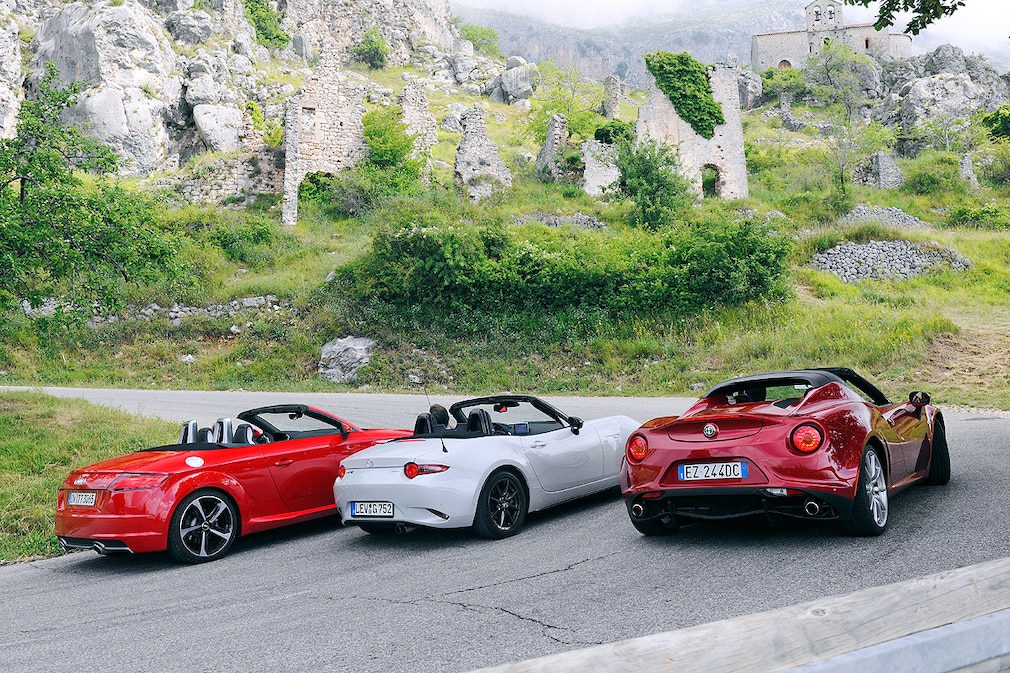 Audi TT Roadster    Mazda MX-5    Alfa Romeo 4C Spider