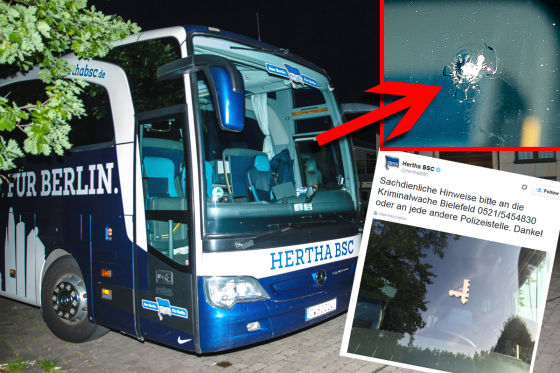 Schüsse auf Hertha-Bus