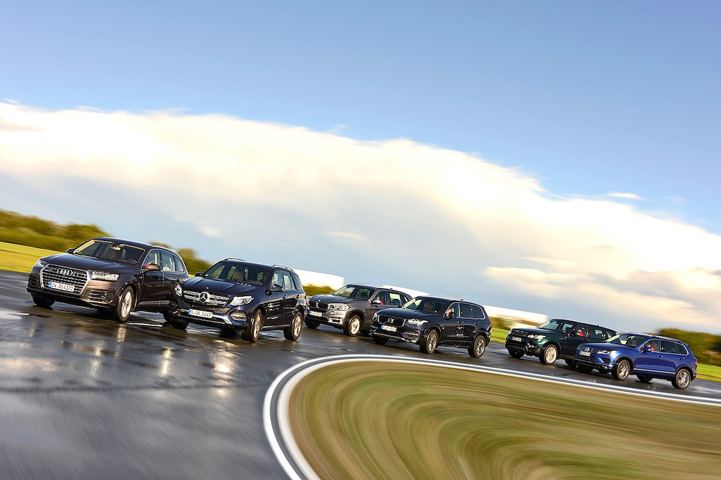 Audi Q7    Mercedes GLE    BMW X5    Volvo XC90    Range Rover Sport    VW Touareg