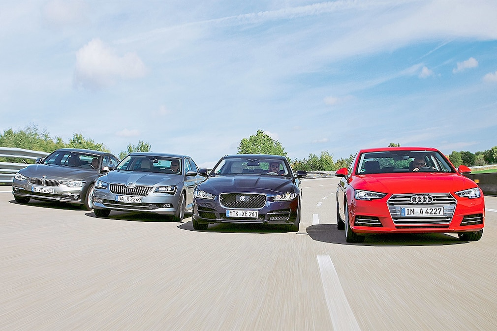 BMW 320d Skoda Superb 2.0TDI Jaguar XE 20d Audi A4 2.0d