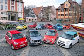 VW Up, Smart forfour, Fiat 500, Opel Adam, Hyundai i10, Renault Twingo, Skoda Citigo, Toyota Aygo, Seat Mii, Citroën C1