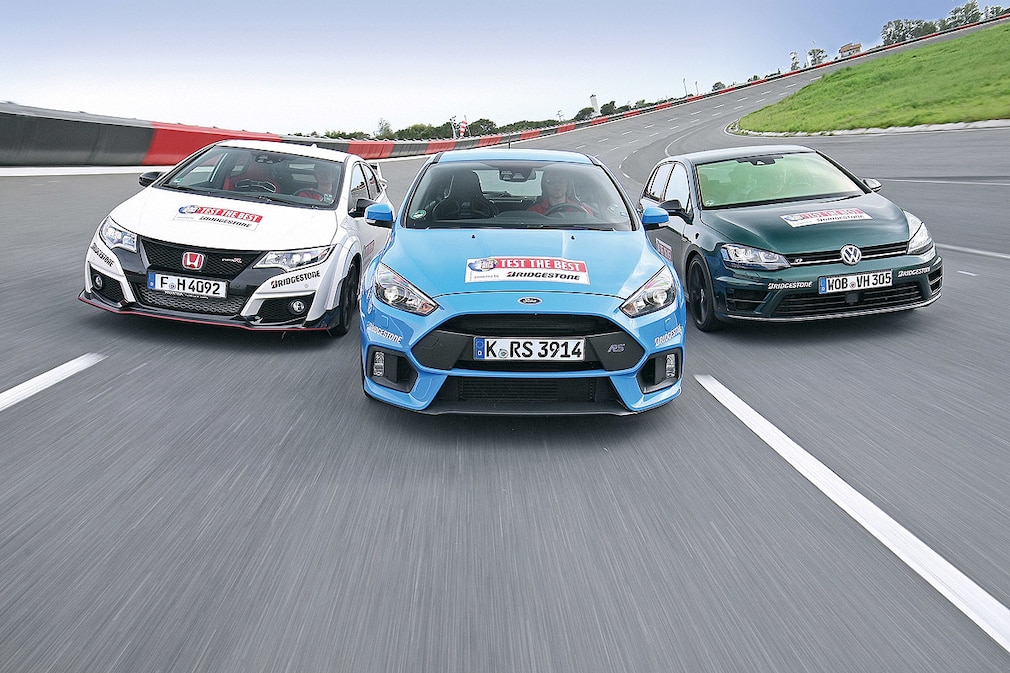 Honda Civic Type R, Ford Focus RS, VW Golf R