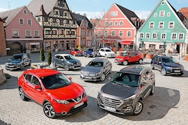 Ford Kuga, Mercedes GLA, Peugeot 2008, Dacia Duster, Hyundai Tucson, Skoda Yeti, Renault Captur, Opel Mokka, Nissan Qashqai , VW Tiguan