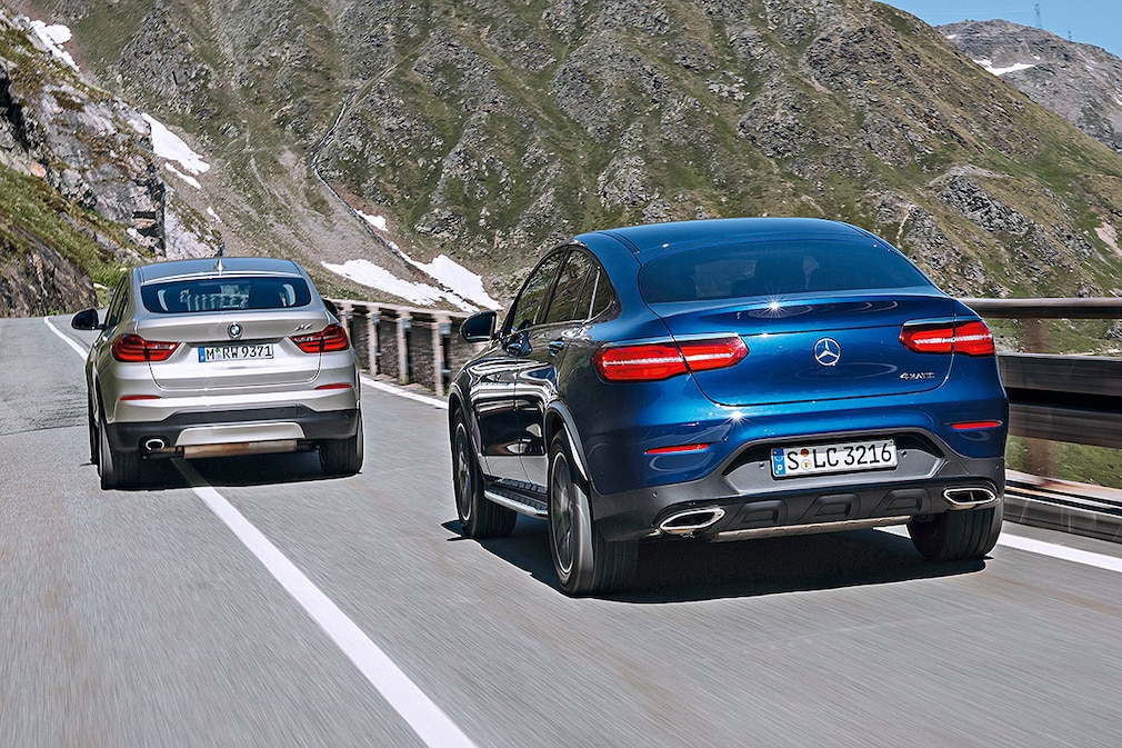 Vergleich BMW X4 xDrive20i Mercedes GLC 250 Coupe