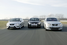 Vergleich   Ford Focus ST   VW Golf R32   BMW 130i