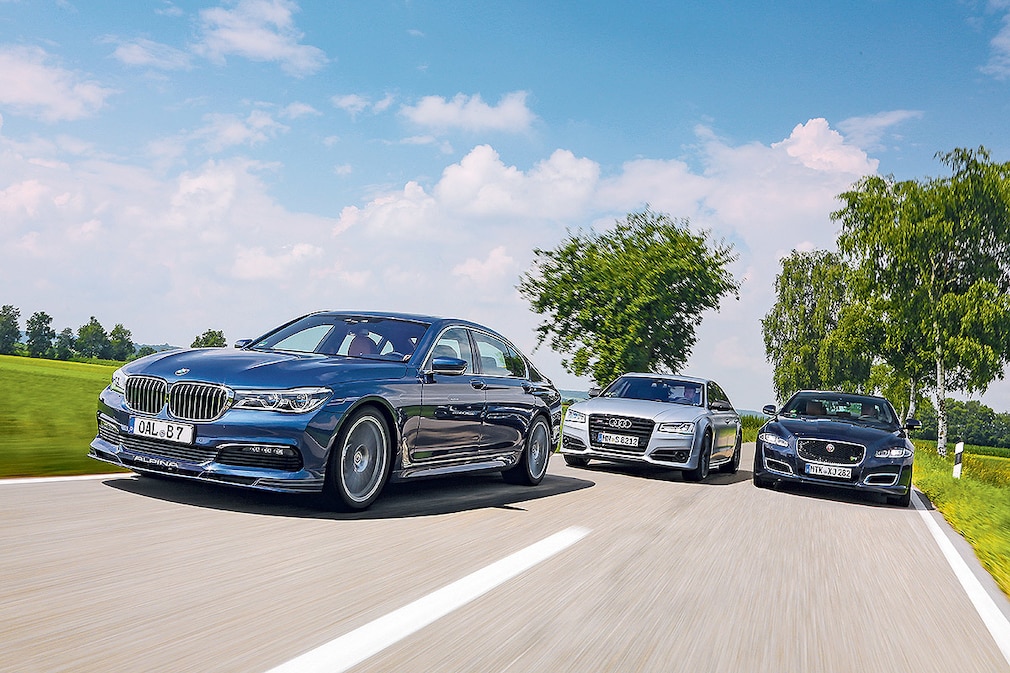 Vergleich BMW Alpina B7 Biturbo Audi S8 plus Jaguar XJR