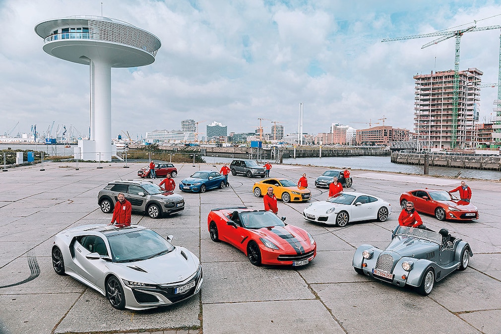 Honda NSX Corvette C7 Stingray Cabrio Morgan Plus 8 Citroen C4 Cactus Porsche 911 Carrera Toyota GT86 Mini Cooper S BMW M240i Audi TTS VW Beetle Dune Range Rover SV Autobiography