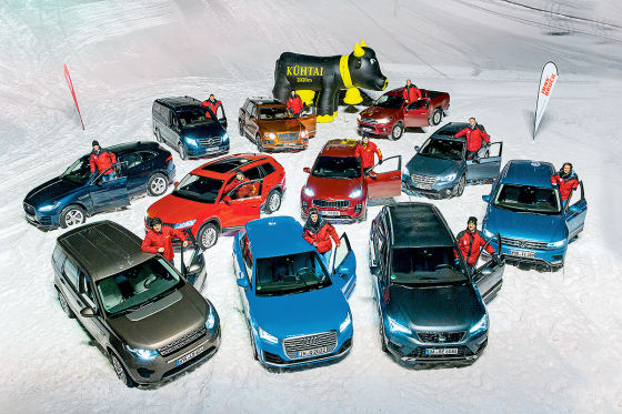 Elf Autos im Wintertest
