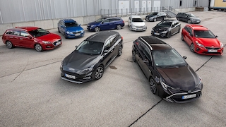 Toyota Corolla T.S., Peugeot 308 SW, Renault Mégane G. T,. Kia Ceed SW, Hyundai i30 Kombi, Seat Leon ST, Opel Astra Sports T., Skoda Octavia Combi, Ford Focus Turnier, VW Golf Variant