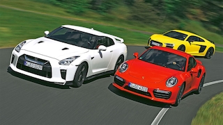 Audi R8 V10 plus Nissan GT-R Track Edition Porsche 911 Turbo S
