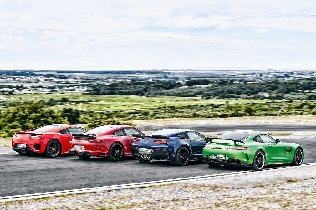 Honda NSX   Porsche 911 Carrera GTS   Corvette Grand Sport Coupé  Mercedes AMG GT R