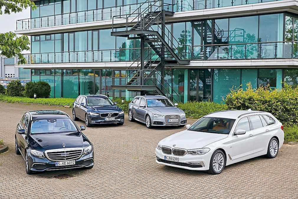 Mercedes E 220 d T-Modell Volvo V90 D4 Audi A6 Avant 2.0 TDI Ultra BMW 520d Touring