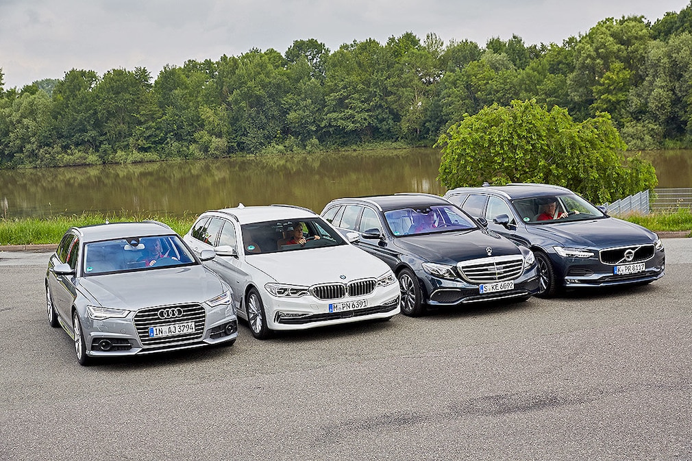 Mercedes E 220 d T-Modell Volvo V90 D4 Audi A6 Avant 2.0 TDI Ultra BMW 520d Touring