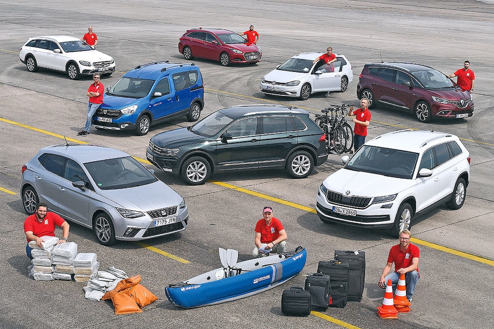 Acht Autos im Beladungstest