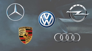 Abgas-Symbolbild mit fünf Logos