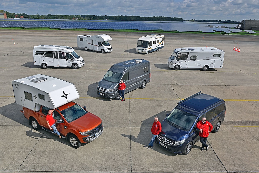 Nordstar Track 200 auf Ford Ranger TDCI 3.2, Hobby Optima De Luxe V 60 GF, LMC Breezer A 714 G, VW Crafter, Schwabenmobil Florida Multitalent, Vario Star 740, Mercedes Marco Polo