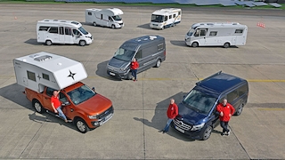 Nordstar Track 200 auf Ford Ranger TDCI 3.2, Hobby Optima De Luxe V 60 GF, LMC Breezer A 714 G, VW Crafter, Schwabenmobil Florida Multitalent, Vario Star 740, Mercedes Marco Polo