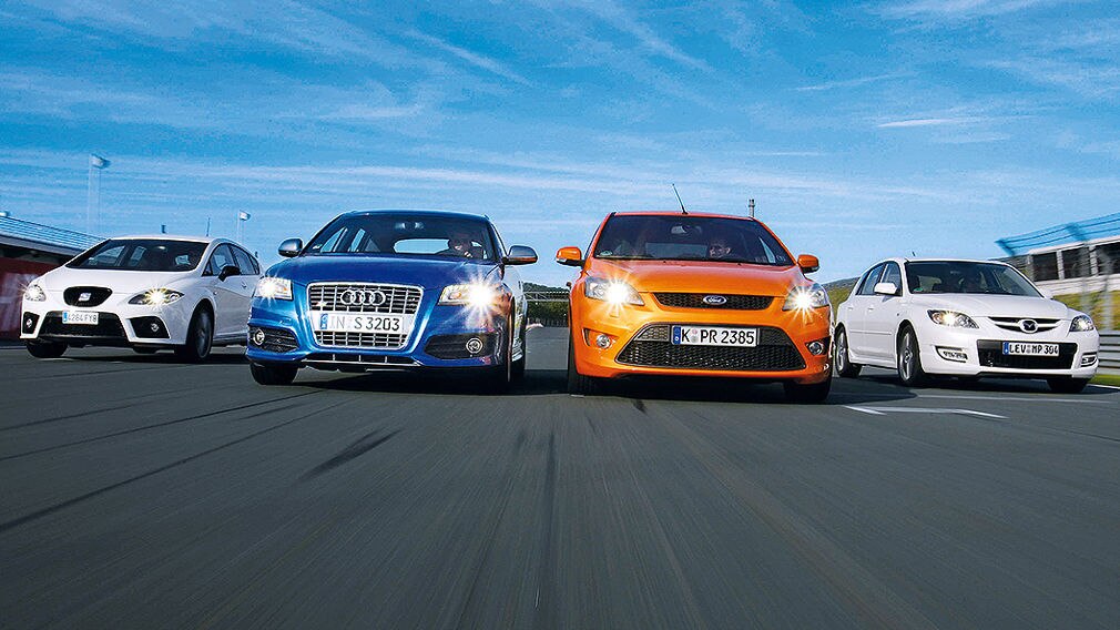 Seat Leon Cupra, Audi S3 Sportback, Ford Focus ST, Mazda3 MPS Seat Leon Cupra, Audi S3 Sportback, Ford Focus ST, Mazda3 MPS