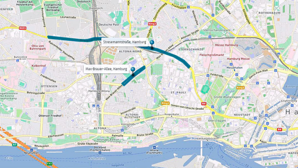 Green-Zones-App: Karte von Hamburg