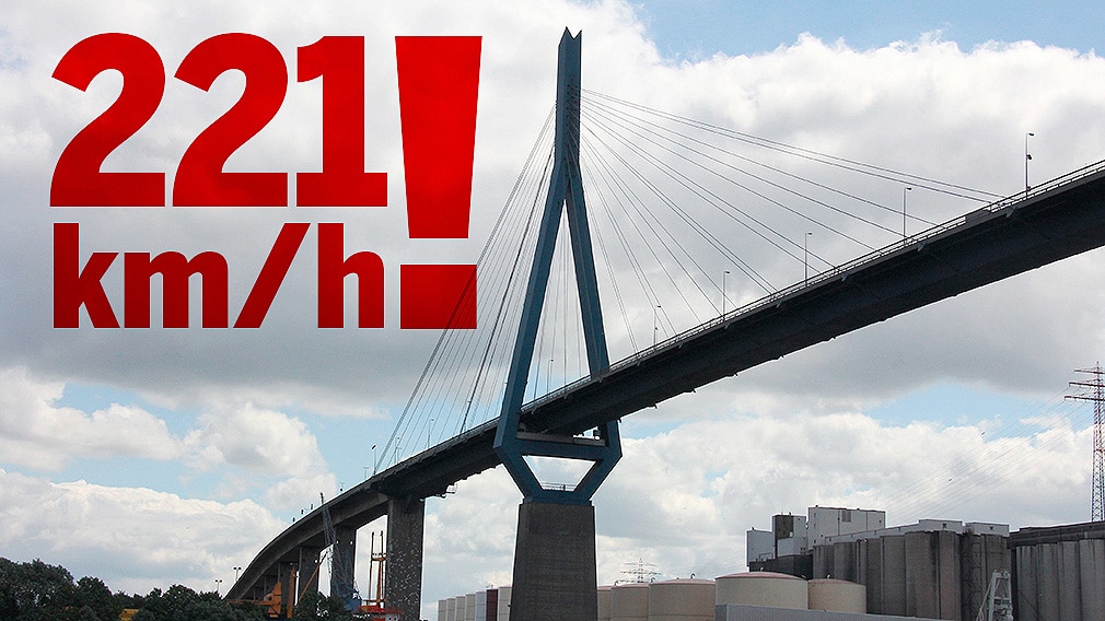 Autofahrer rast mit 221 km/h über die Köhlbrandbrücke - Montage !! 16:9 !!