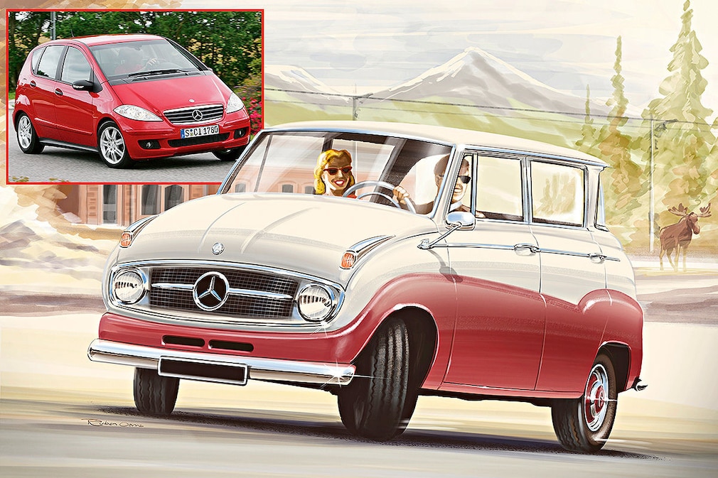 Mercedes 119 im Vergleich Mercedes A-Klasse Montage Mercedes 119 im Vergleich Mercedes A-Klasse Montage