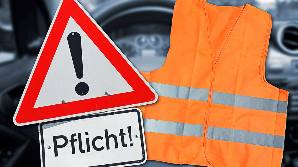 Warnwesten orange oder gelb EN ISO 20471 - PKW Pannenweste 2023 Unfallweste  Sicherheitsweste reflektierend LKW, Motorrad, Baustellenfahrzeuge