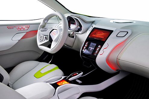 Cockpit von morgen: ultramoderner Bildschirm in der Zentralkonsole