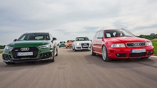 Fünf Generationen Audi RS Avant