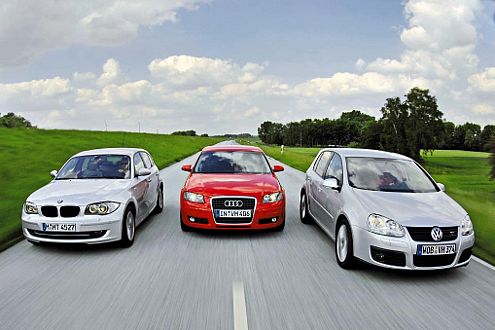 Dreimal Fahrspaß mit gutem Öko-Gewissen: Audi A3, BMW 1er und VW Golf.