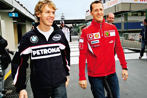 Meister Schumi hat das Talent von Sebastian Vettel schon früh erkannt.