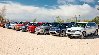 Dacia Duster 4WD, Mini Countryman All4, Hyundai Tucson 4WD, Kia Sportage AWD, VW T-Roc 4Motion, Seat Ateca 4Drive, Mazda CX-5 AWD, Skoda Kodiaq 4x4, Ford Kuga 4x4, VW Tiguan 4Motion