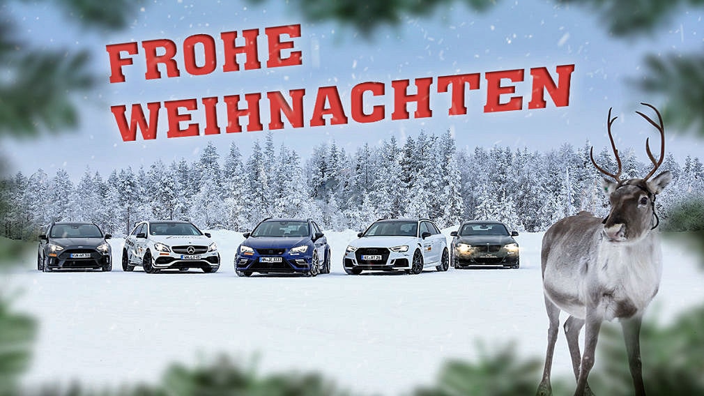 Fünf Tuning-Autos im Schnee