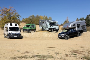Vier Allradler im Wohnmobil-Test