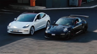 Tesla Model 3 gegen Nico Rosberg im Porsche GT2 RS