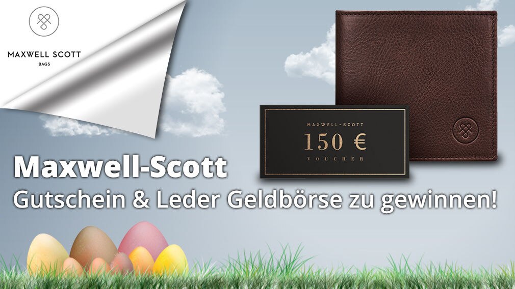 Leder-Geldbörse plus Gutschein von Maxwell Scott Leder-Geldbörse plus Gutschein von Maxwell Scott