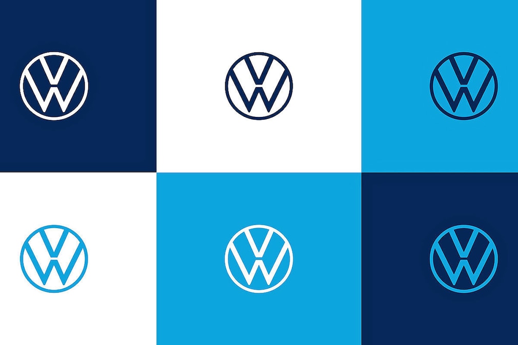Das VW-Logo im Laufe der Jahrzehnte