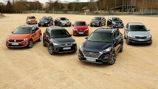 Toyota C-HR, Mazda CX-3, Skoda Karoq, Dacia Duster, Hyundai Tucson, Opel Mokka X, Nissan Qashqai, Seat Arona, Renault Captur, VW T-Roc