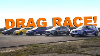 AMG A 35, VW Golf R, BMW M140i, Focus RS, Audi S3: Drag Race