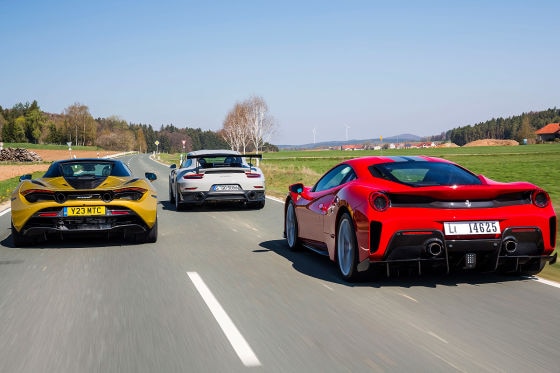 Ferrari 488 Pista McLaren 720S Spider Porsche 911 GT2 RS